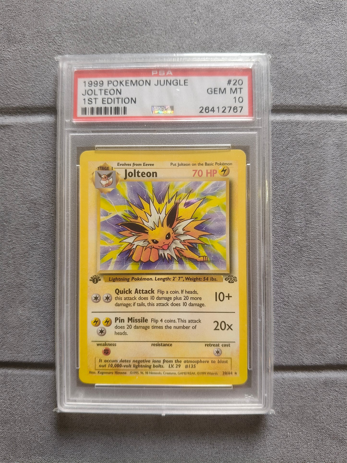 Pokemon: Jolteon: 1999 Jungle #20: 1st Edition: PSA 10 (English)