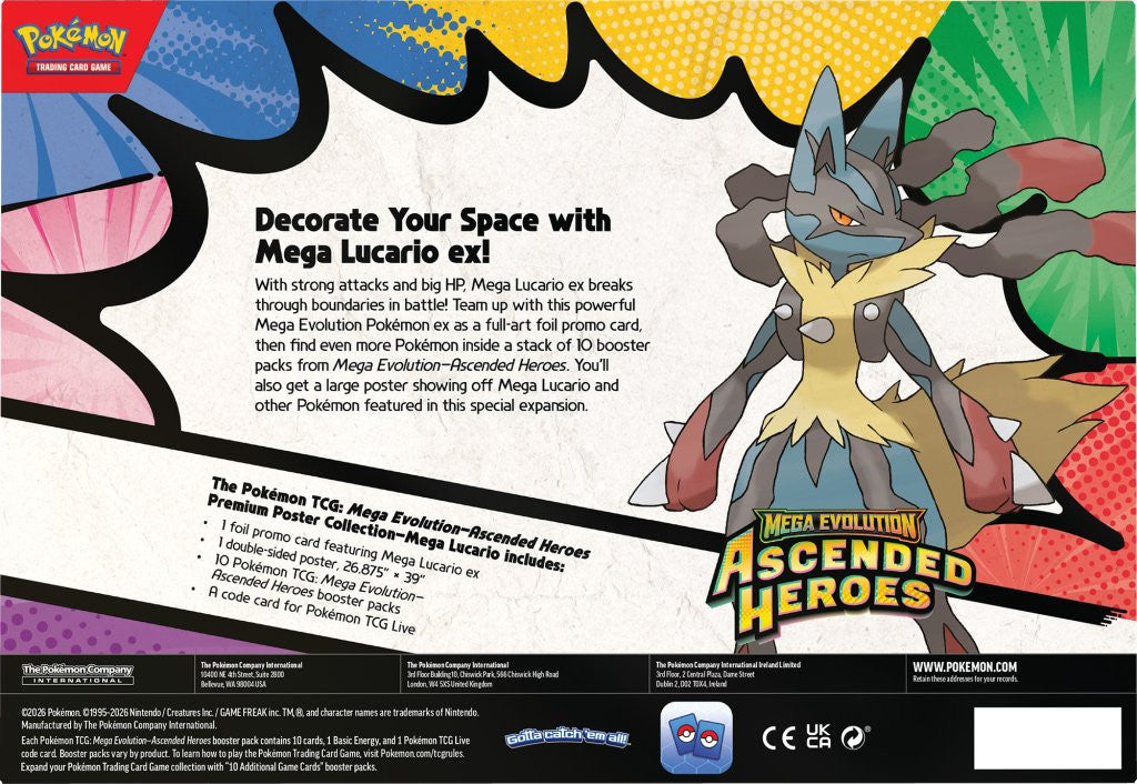 Pokemon: Mega Evolution: Ascended Heroes: Sealed Premium Poster Collection: Mega Lucario (English)