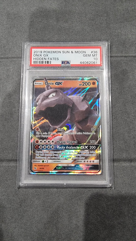 Pokemon: Onix GX: 2019 Hidden Fates #36: PSA 10 (English)