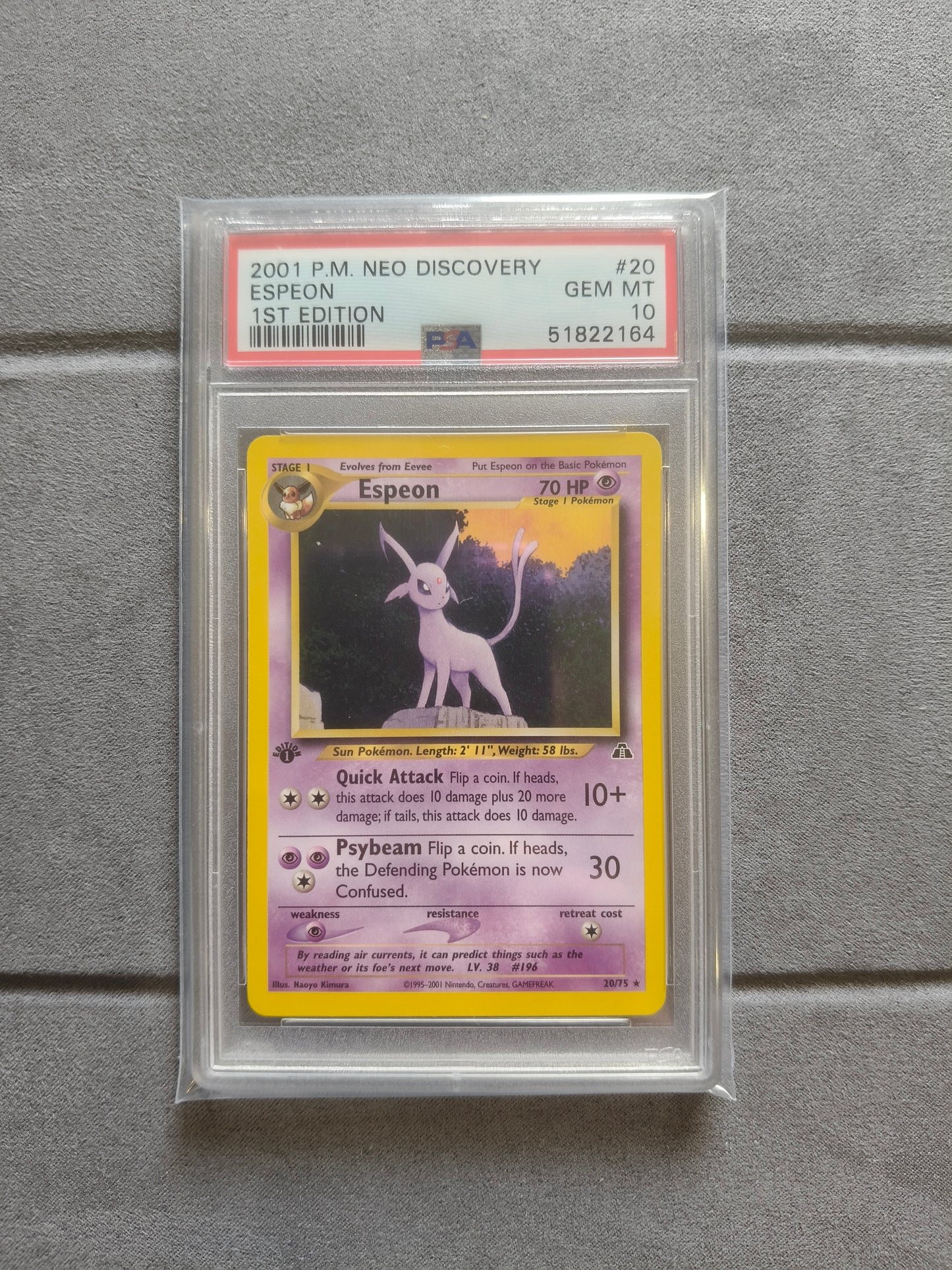 Pokemon: Espeon: 2001 Neo Discovery #20: 1st Edition: PSA 10