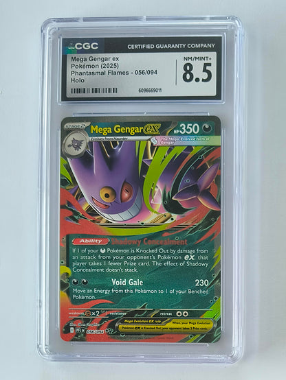 Pokemon: Mega Gengar ex: 2025 Phantasmal Flames #56: CGC Near Mint+ 8.5 (English)
