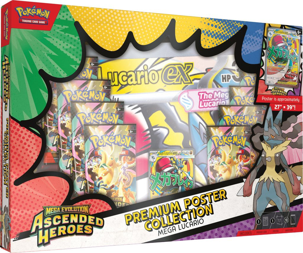 Pokemon: Mega Evolution: Ascended Heroes: Sealed Premium Poster Collection: Mega Lucario (English)